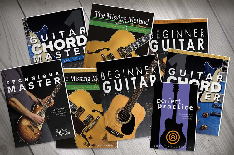 A collection of beginner guitar books
