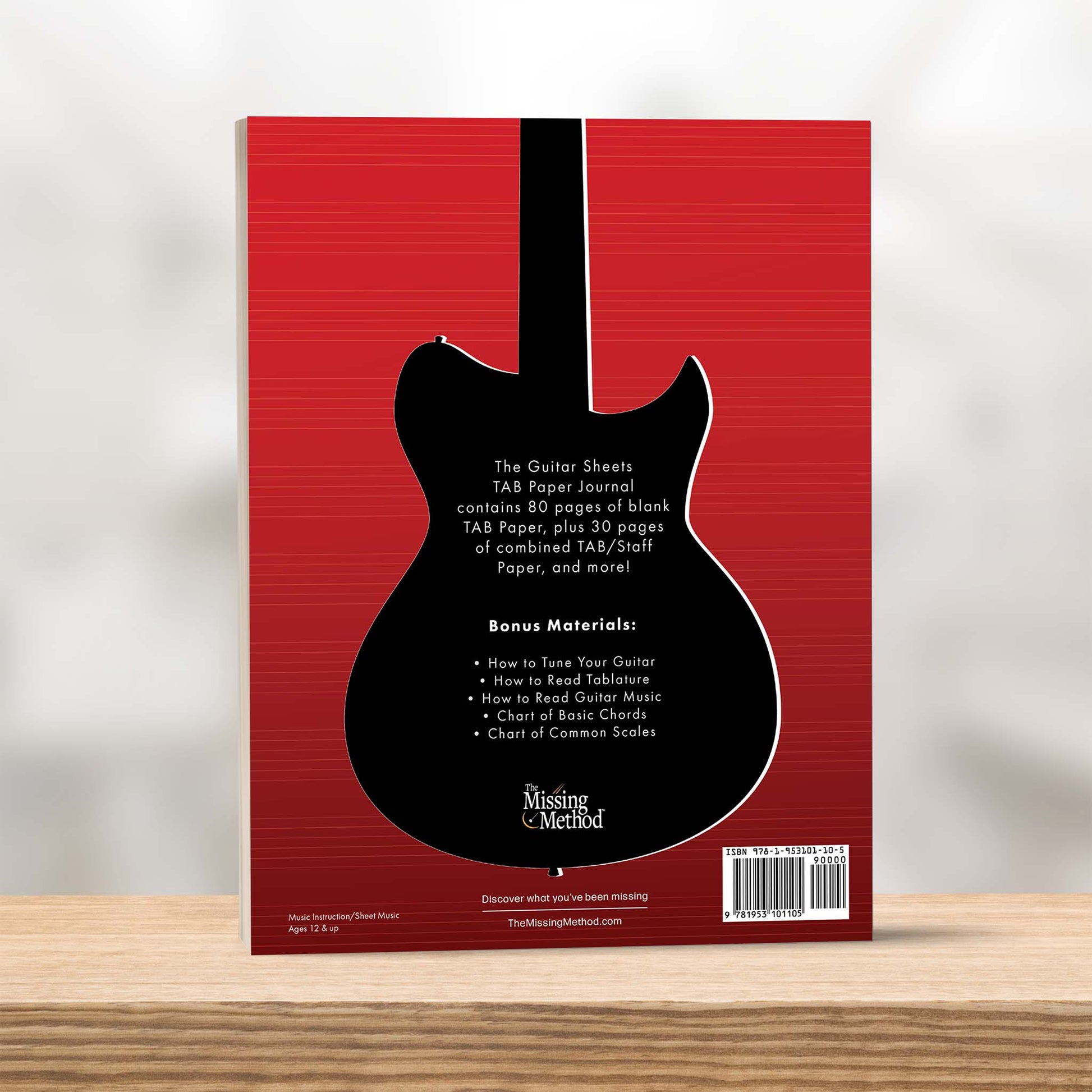 Guitar Sheets TAB Paper Journal from The Missing Method for Guitar, back cover image