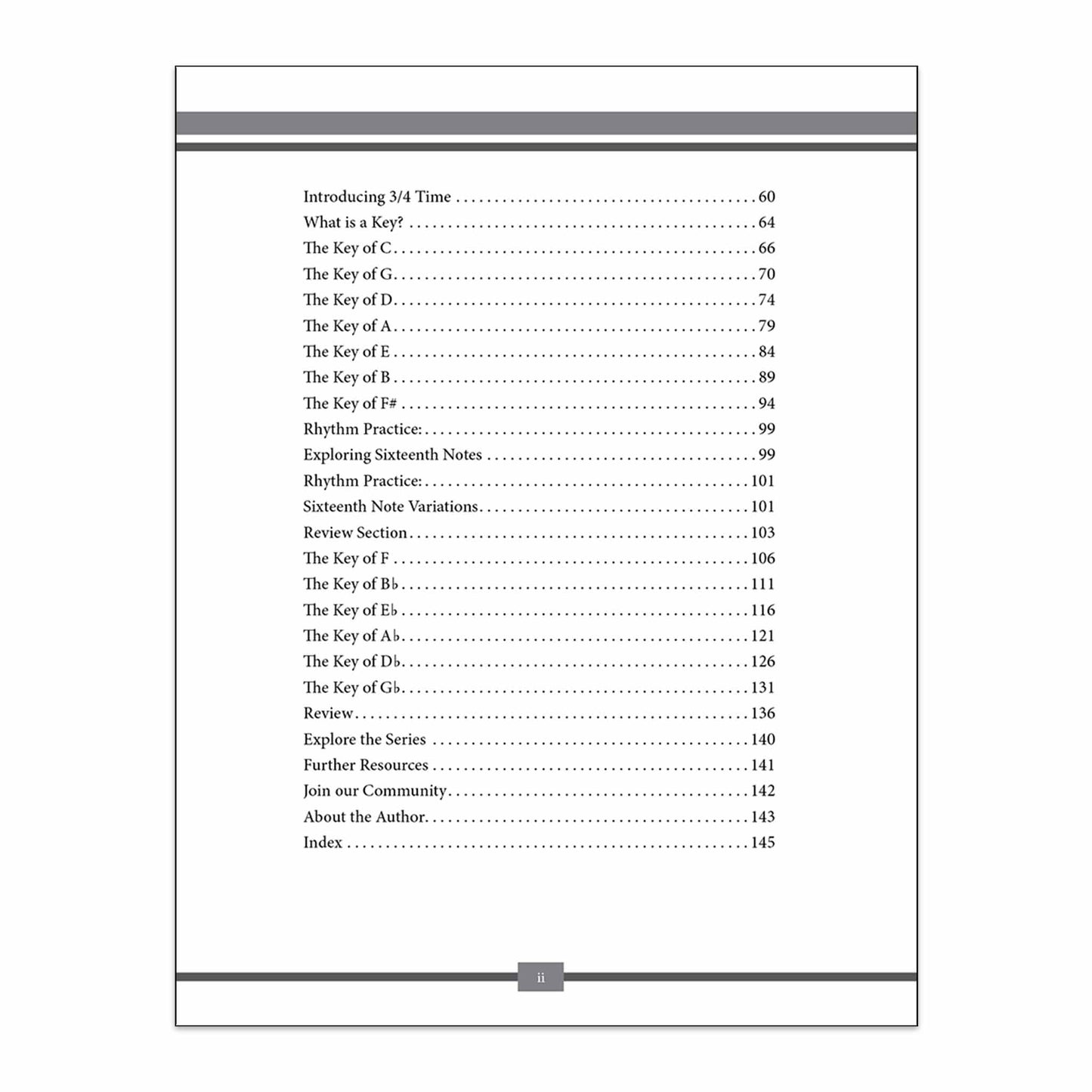 The Missing Method for Guitar Note Reading Book 1. Image of the Table of Contents, page 2.