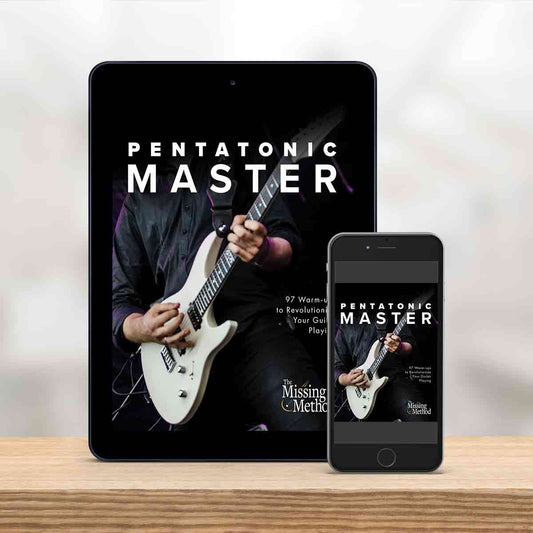 Digital Tablet showing the front cover of Pentatonic Master by Christian Triola