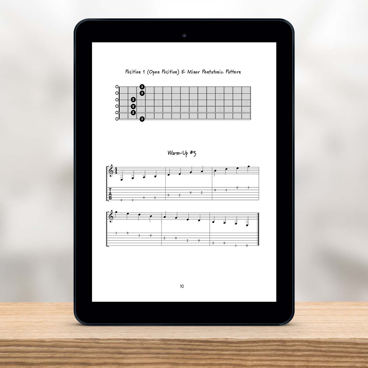 Digital Tablet showing a page of Pentatonic Master by Christian Triola