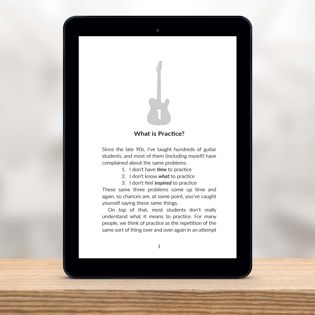 Digital Tablet showing a page of Perfect Practice by Christian Triola
