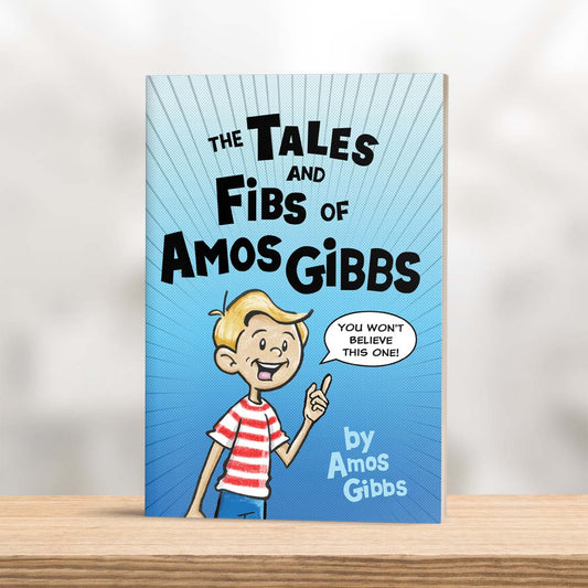 The Tales and Fibbs of Amos Gibbs by Amos Gibbs paperback book on shelf
