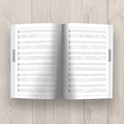 Guitar Sheets Collection Book interior displaying pages 110-111 of blank staff + TAB paper