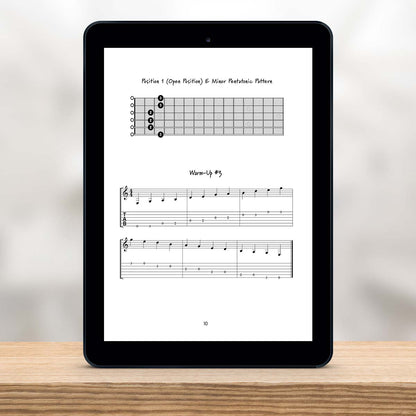 Digital Tablet showing a page of Pentatonic Master by Christian Triola