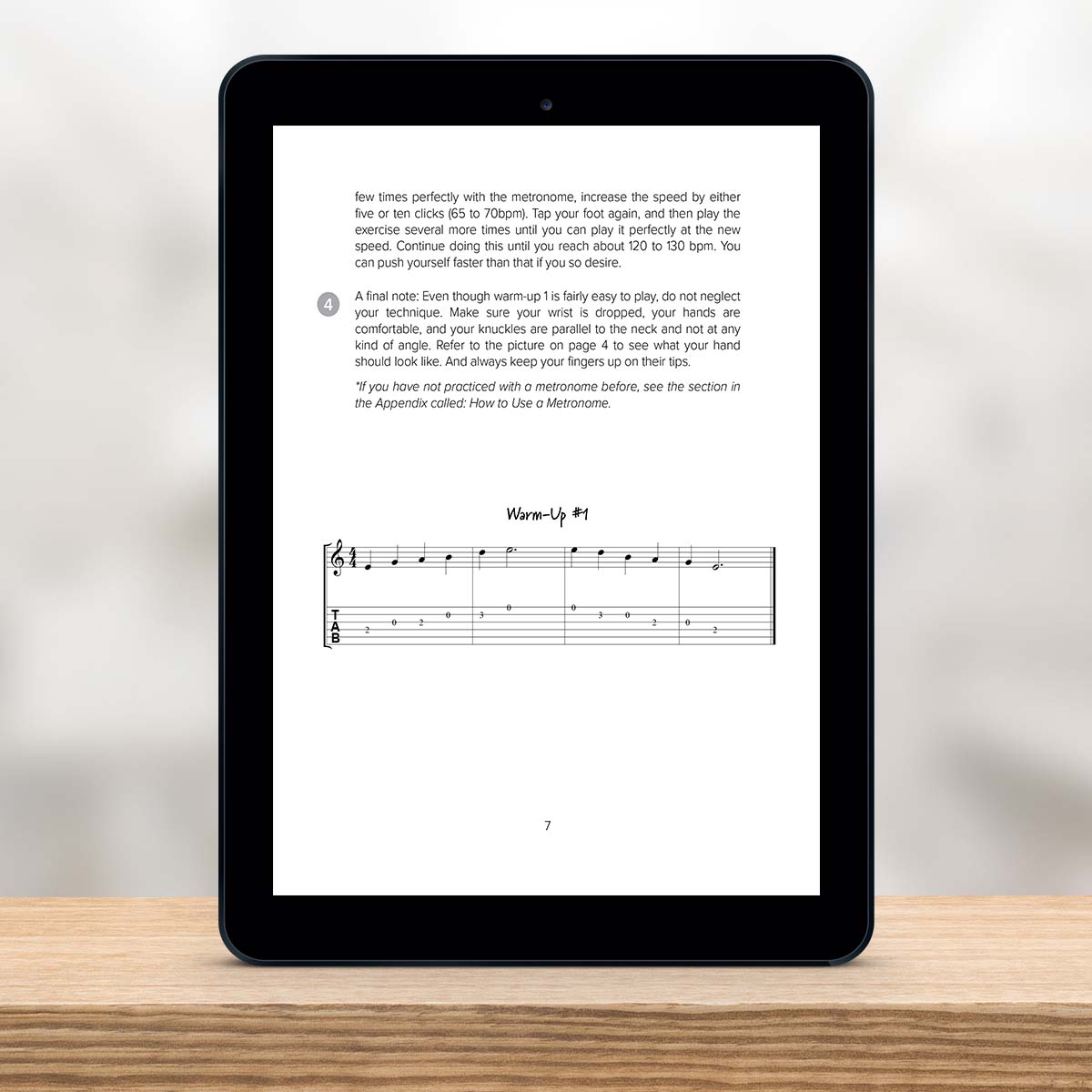 Digital Tablet showing a page of Pentatonic Master by Christian Triola